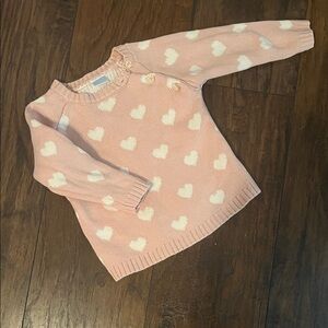 EUC Edgehill Collection Pink Sweater with cream Heart Pattern